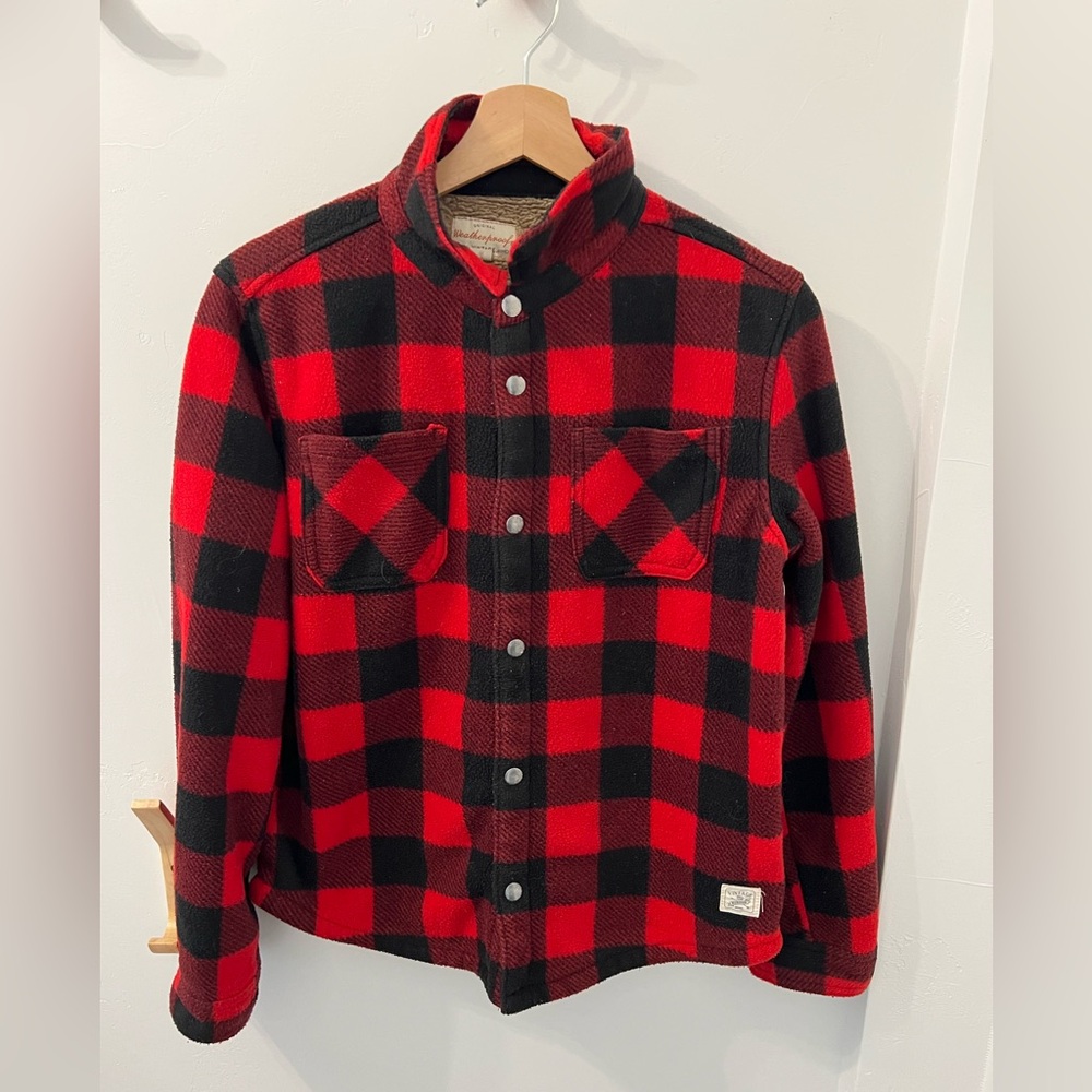 Weatherproof Vintage Red Fleece Sherpa Flannel Button Up Jacket